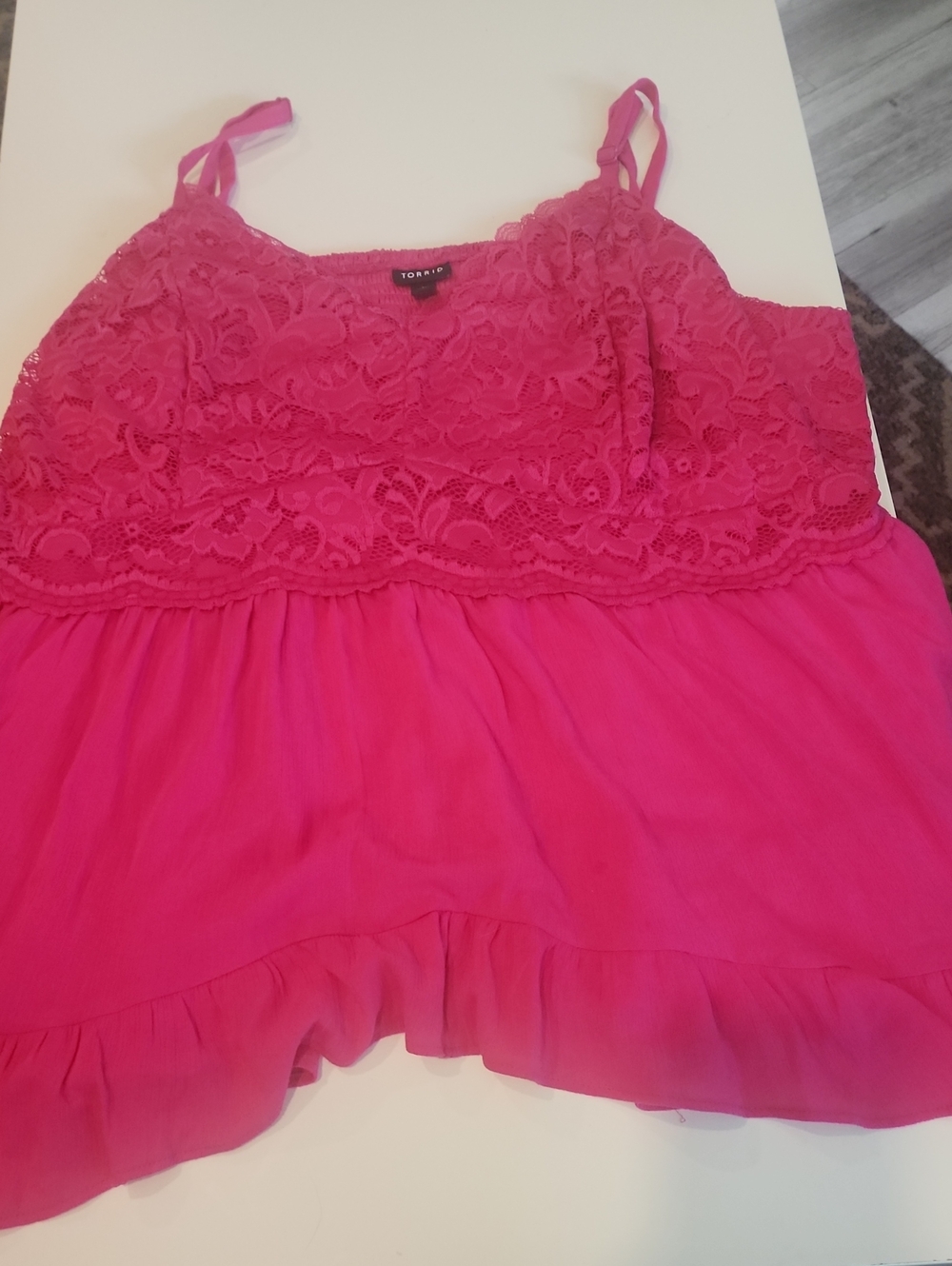 torrid Hot Pink Lace & Chiffon Ruffle Cami